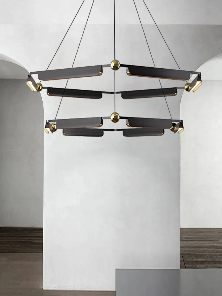 

European Designer Metal Line Art Light Villa Living Room Ceiling Chandeliers Loft Staircase Simple Lustre New Home Ideal Decor