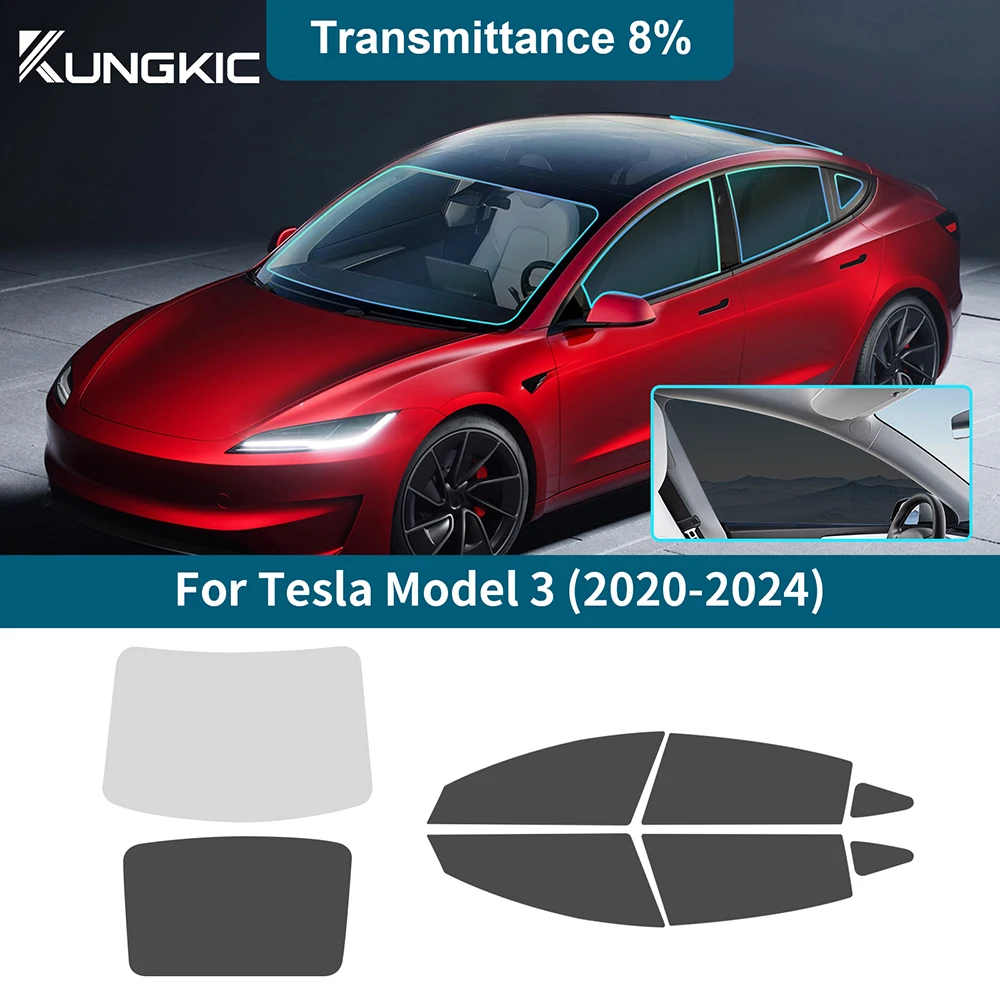 

Car Front Rear Side Window for Tesla Model 3 Model 3 2020 2021 2022 2023 2024 Privacy UV Protection Tint Solar Film Accessories