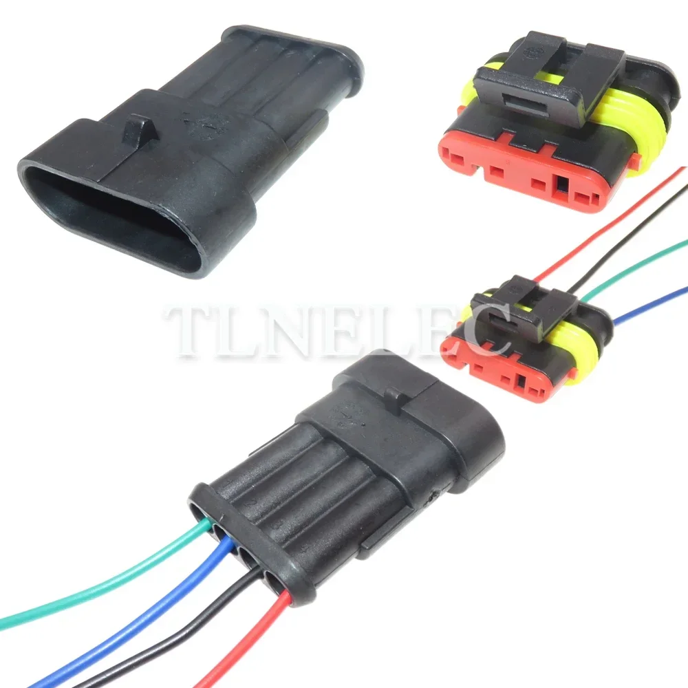 

4 Pin Way Automobile Sealed Socket with Wires Car Male Female Wiring Harness Connectors 282106-1 282088-1