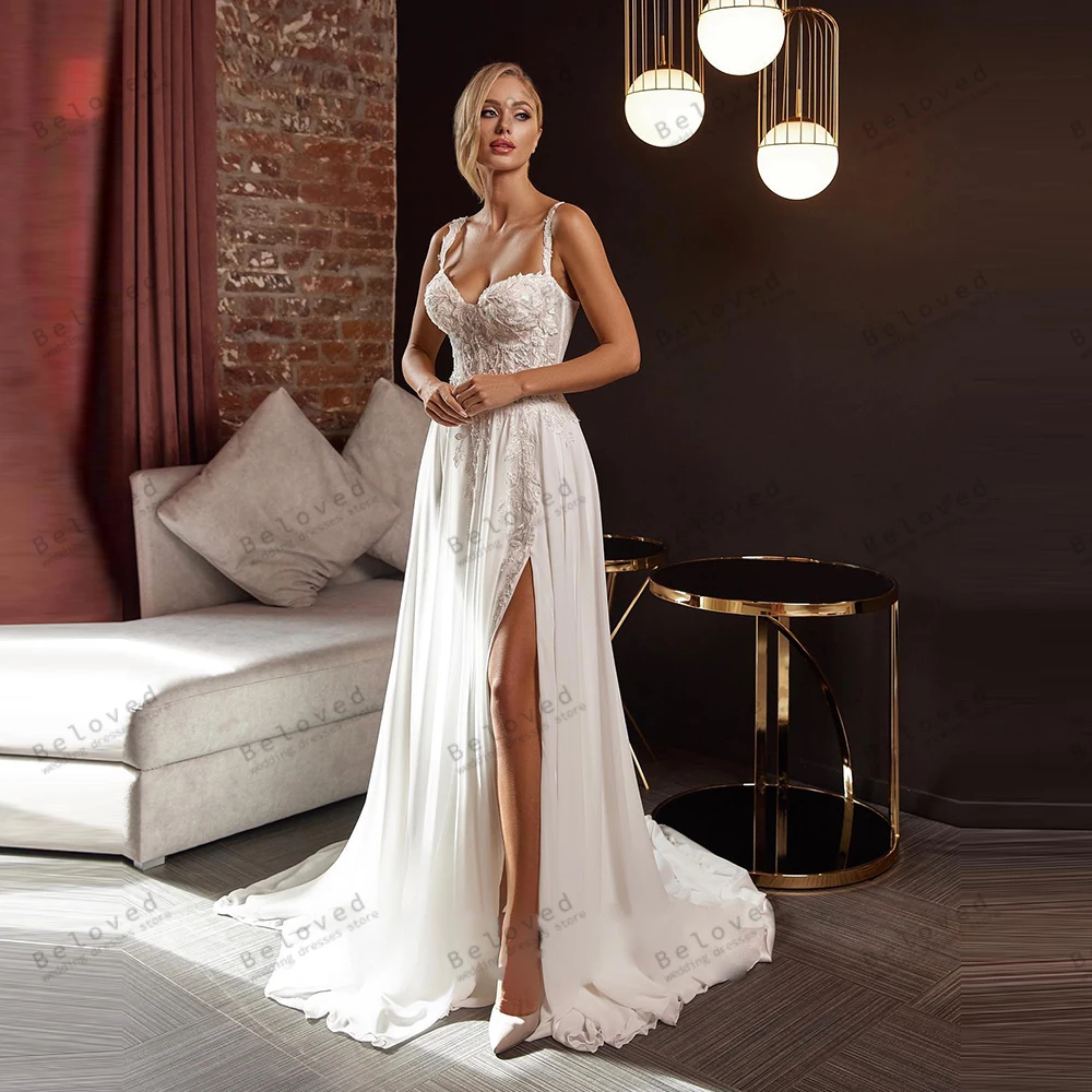 

Винтажные свадебные платья трапециевидной формы из тюля, многоярусные свадебные платья без рукавов и открытой спины, халаты с высоким разрезом, Vestidos De Novia, по индивидуальному заказу, 2025 г.