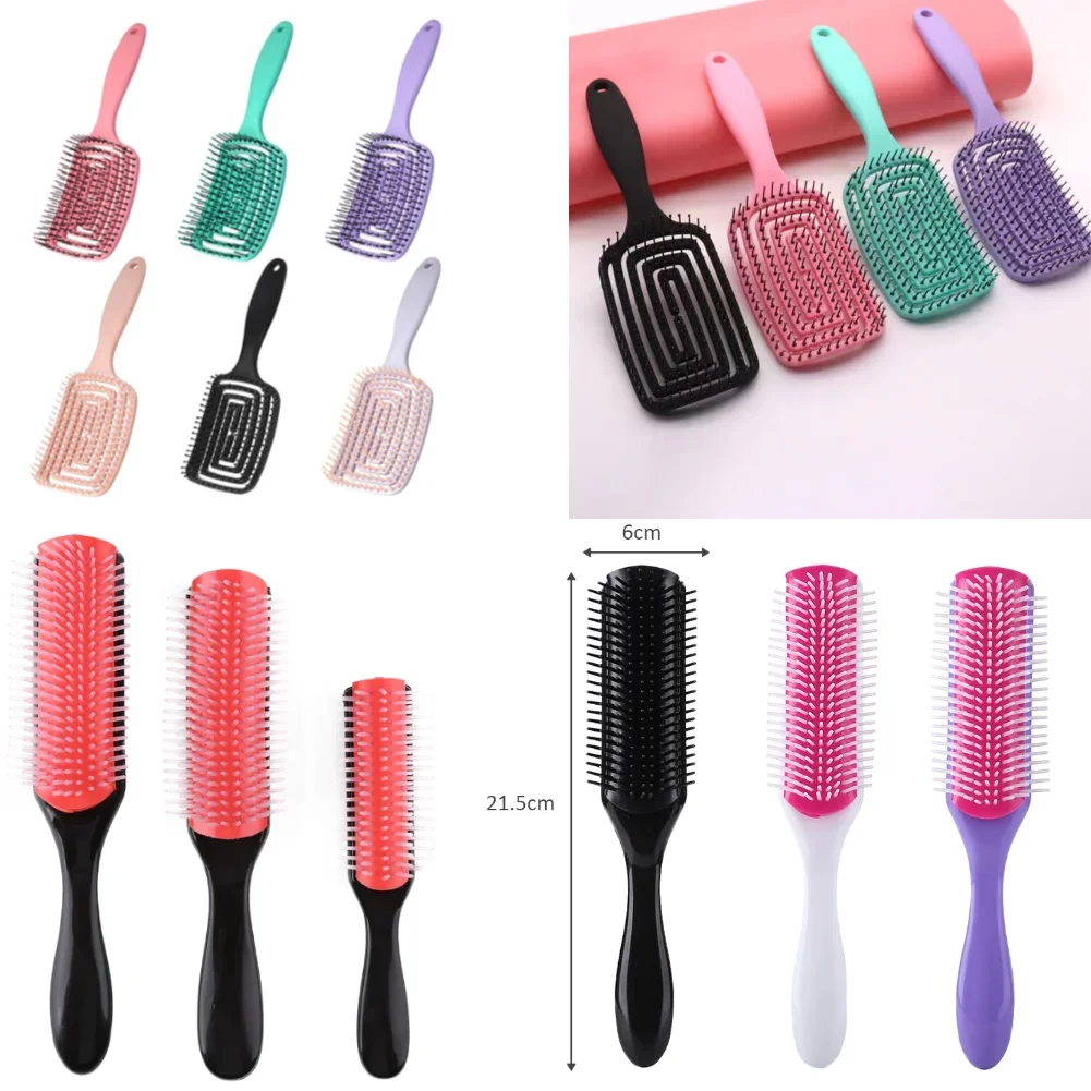 Women Hair Comb 9-Rows Detangler Scalp Massager Comb Curly Hair Brush For Denman Brush Straight Curly Wet Hairbrush Styling Tool