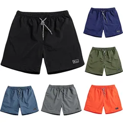 2024 Shorts Men Summer Large Size Thin Fast-drying Drawstring Trousers Casual Sports Short Pants Clothing Beach Shorts Homme