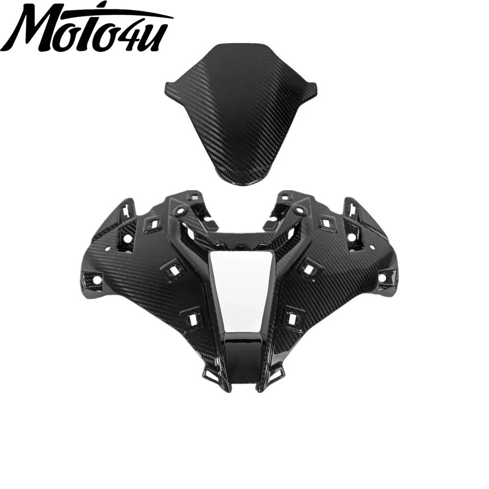 

For BMW S1000RR 2020 2021 2022 2023 M1000RR Carbon Fiber Motorcycle Head Nose Cowl Air-Inlet Cover With Screen 3K Twill