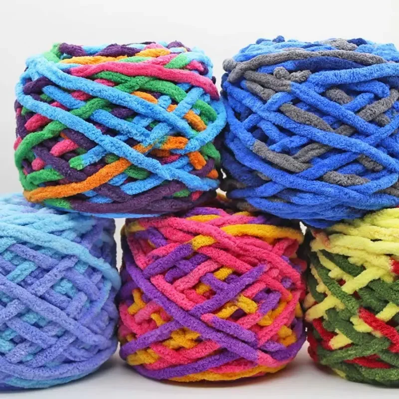 Multi-colored ice strip thread single strand thick wool ball woven blanket hook slipper thread scarf hat scarf thread