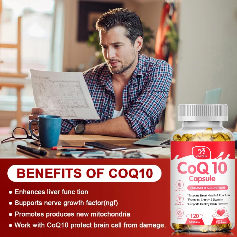 Coq10 Capsules 100mg Softgel Coenzyme Q10 Muscle Heart High Blood Pressure Cholesterol Supplement