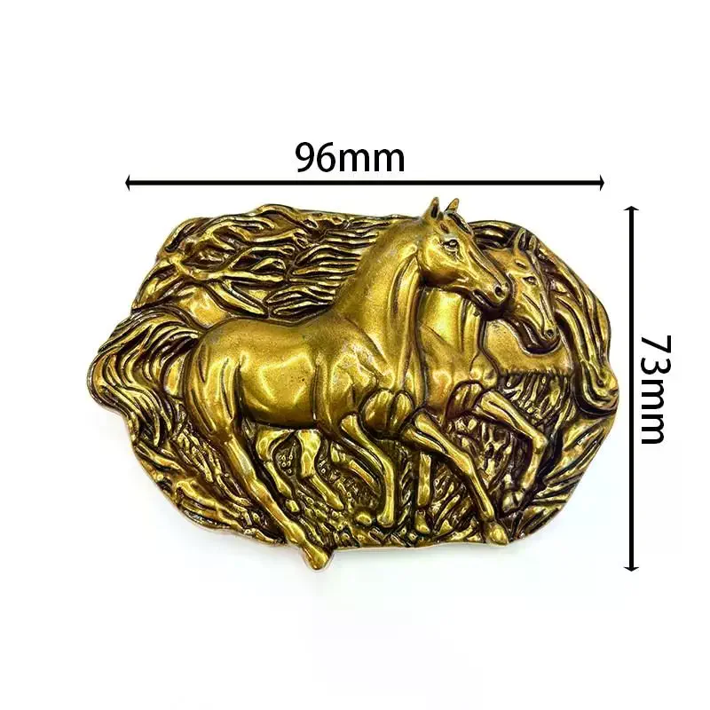 Double Horse Retro Metal Belt Buckle Western Cowboy Rope Buckle Accessory Unisex Smooth Buckle