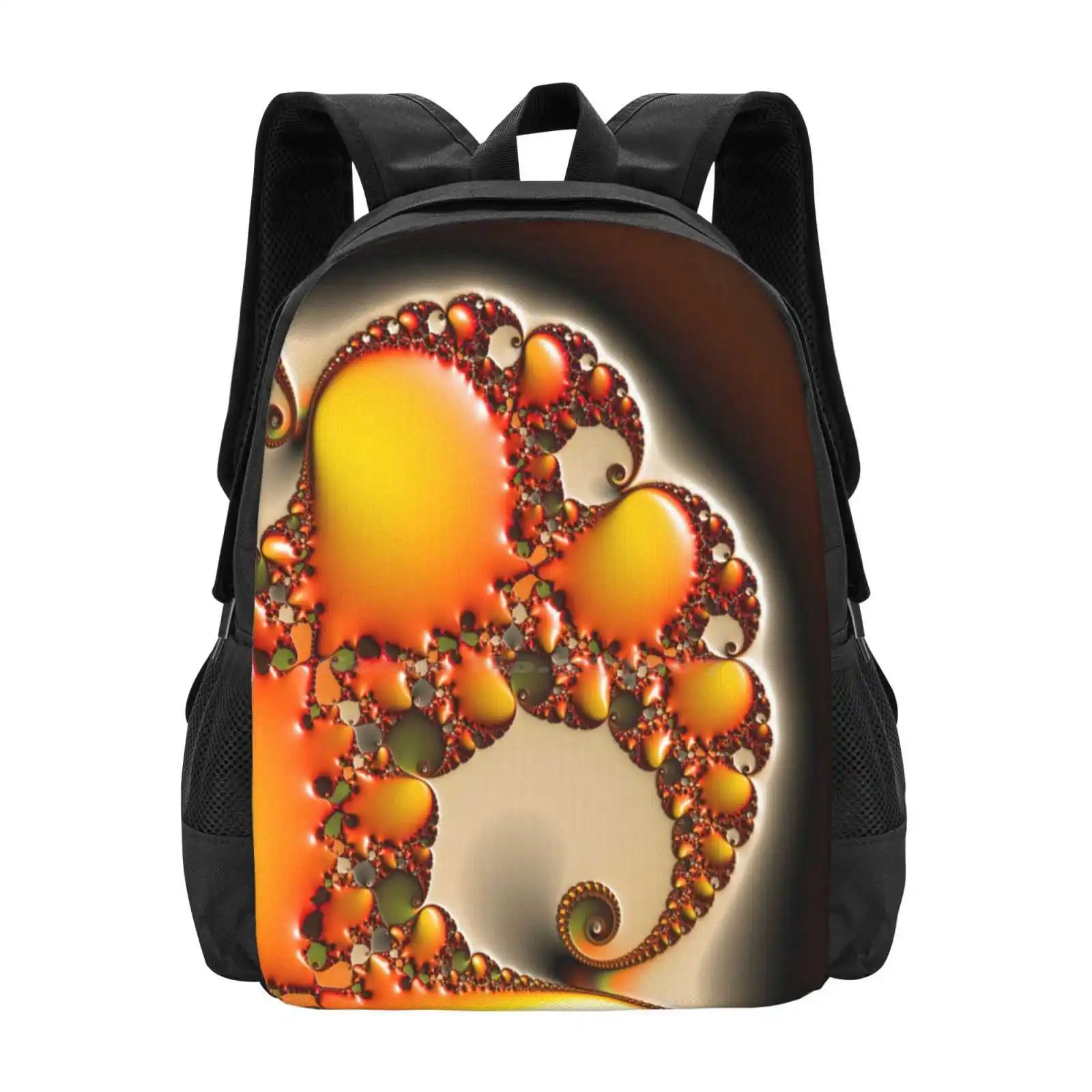 Elephant Fractal Art Hot Sale Schoolbag Backpack Fashion Bags Fractal Maths Mandelbrot Bright Animal Elephant Lover Orange Red