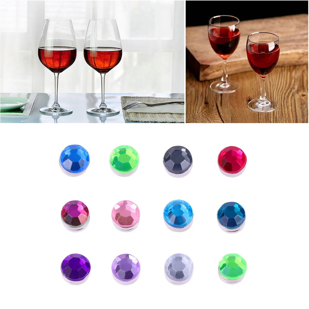 

12 Pcs Wedding Party Supplies Glass Ring Identifier Markers Glasses Charms