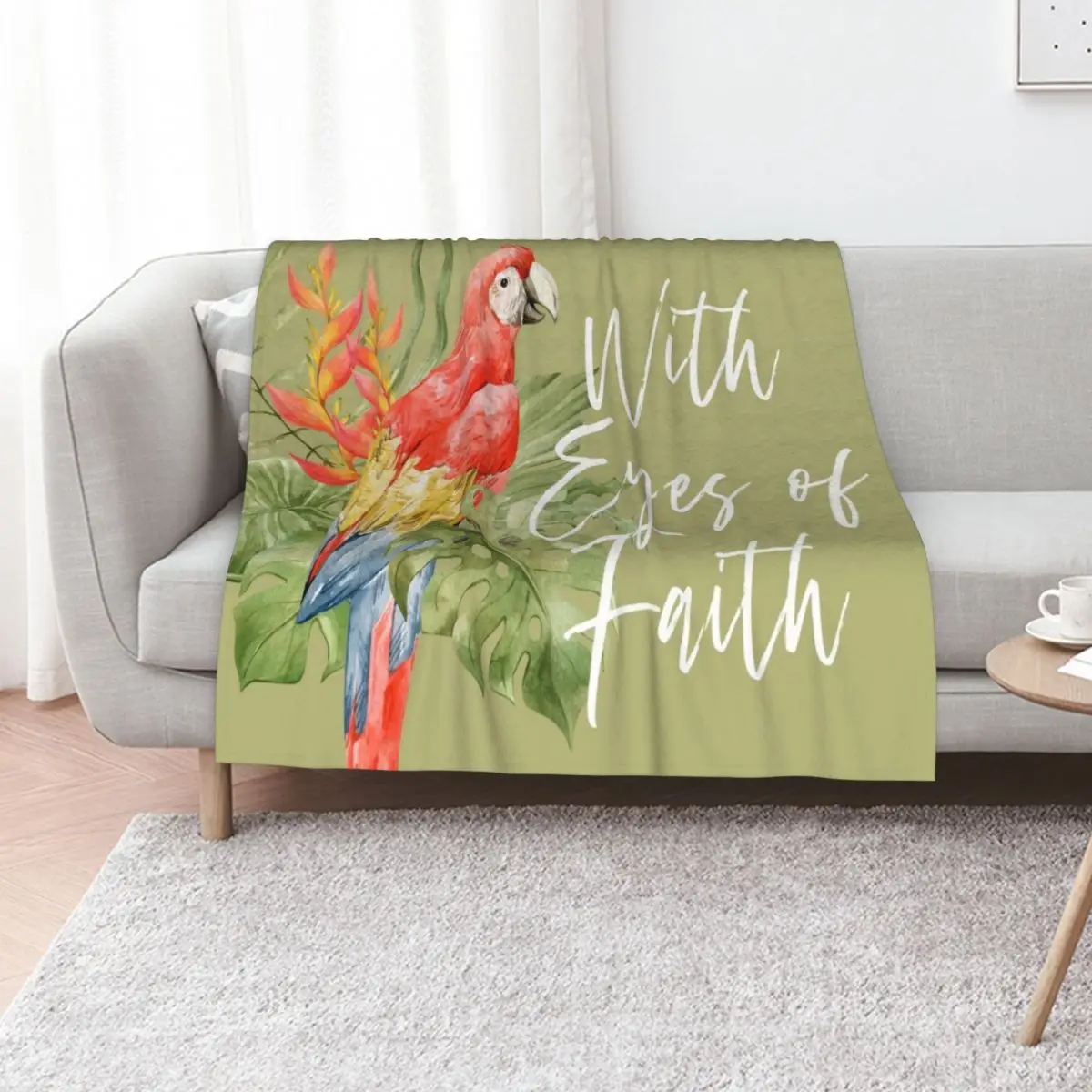 WITH EYES OF FAITH (PARROT) Throw Blanket Lightweight Cozy Blanket for Bed Sofa