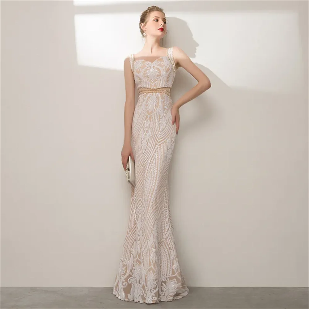 

Women Plus Size Elegant Prom Dresses New Trendy Long Sequined Crystals Mermaid Beaded Sequined Appliqued Formal Dress