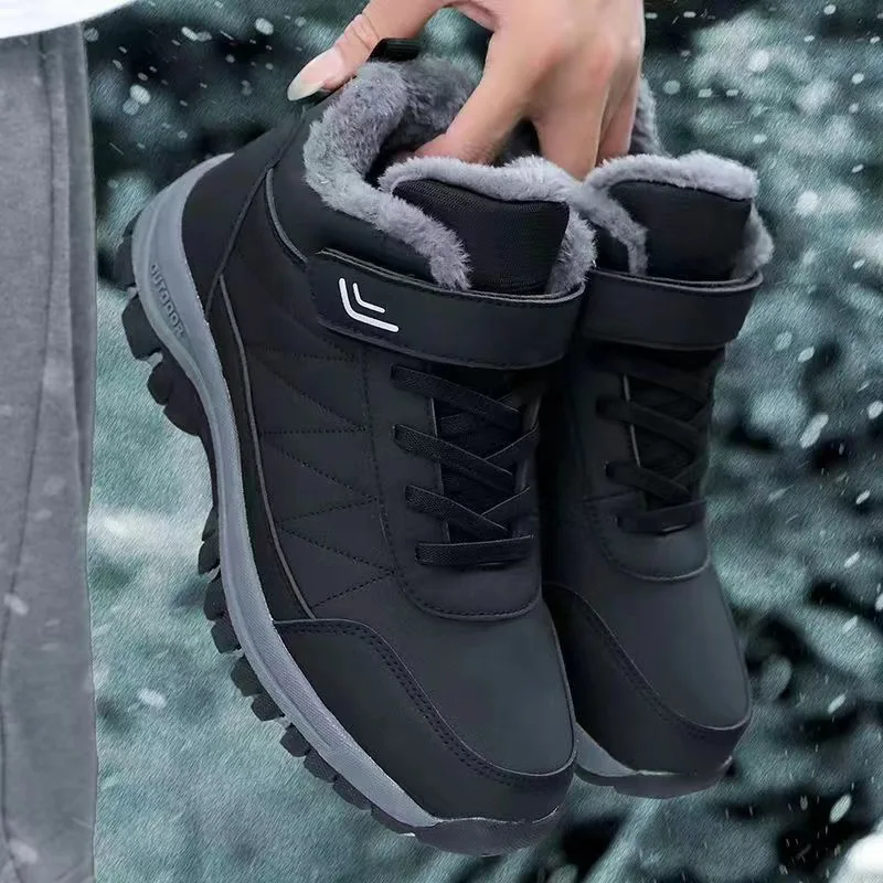 Cotton shoes for men in autumn and winter with added fleece  round toe high top and cotton warm shoes in winter