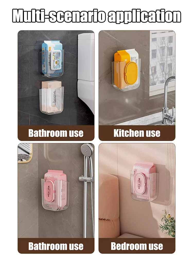 Wandmontierter Feuchttücher-Spender Selbstklebender Halter Küche Bad Toilettenpapier-Box - Aufbewahrungsorganizer für Zuhause – Detail 2