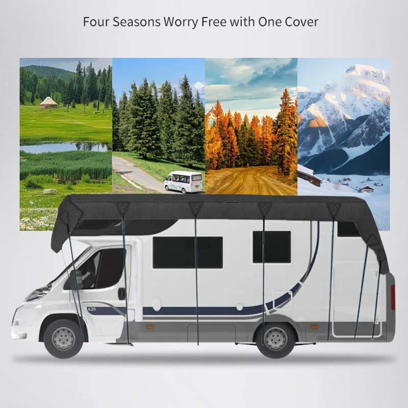 210D Oxford Cloth RV Roof Protective Cover Portable Motorhome Camper Top Tarp Cover Waterproof Sunshade Protective