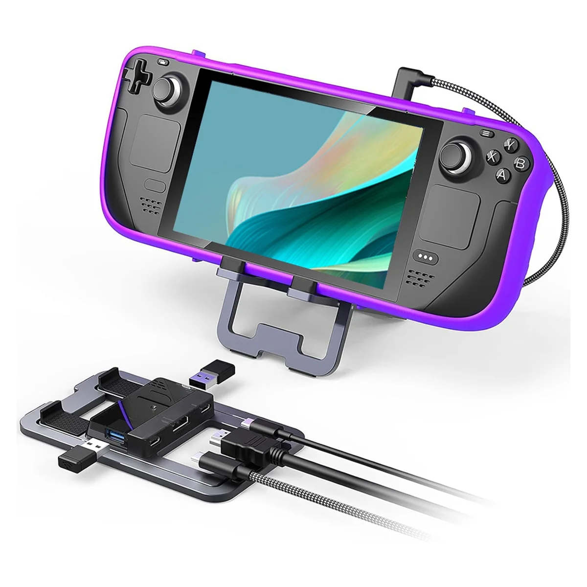 

Док-станция USB C 5 в 1, складная металлическая зарядная подставка для Steam Deck/Switch/ROG Ally X/Legion Go B DY