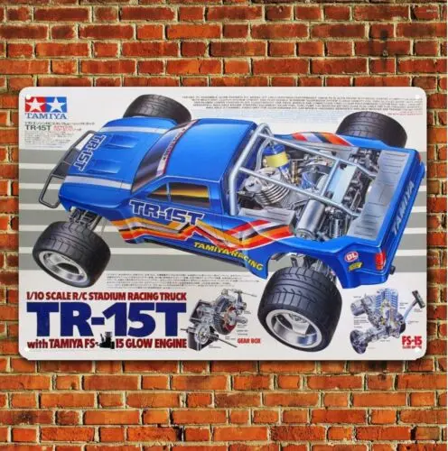 Metal Poster Vintage Rc Car Tin Sign Plaque Tamiya TR-15T Stadium Truck