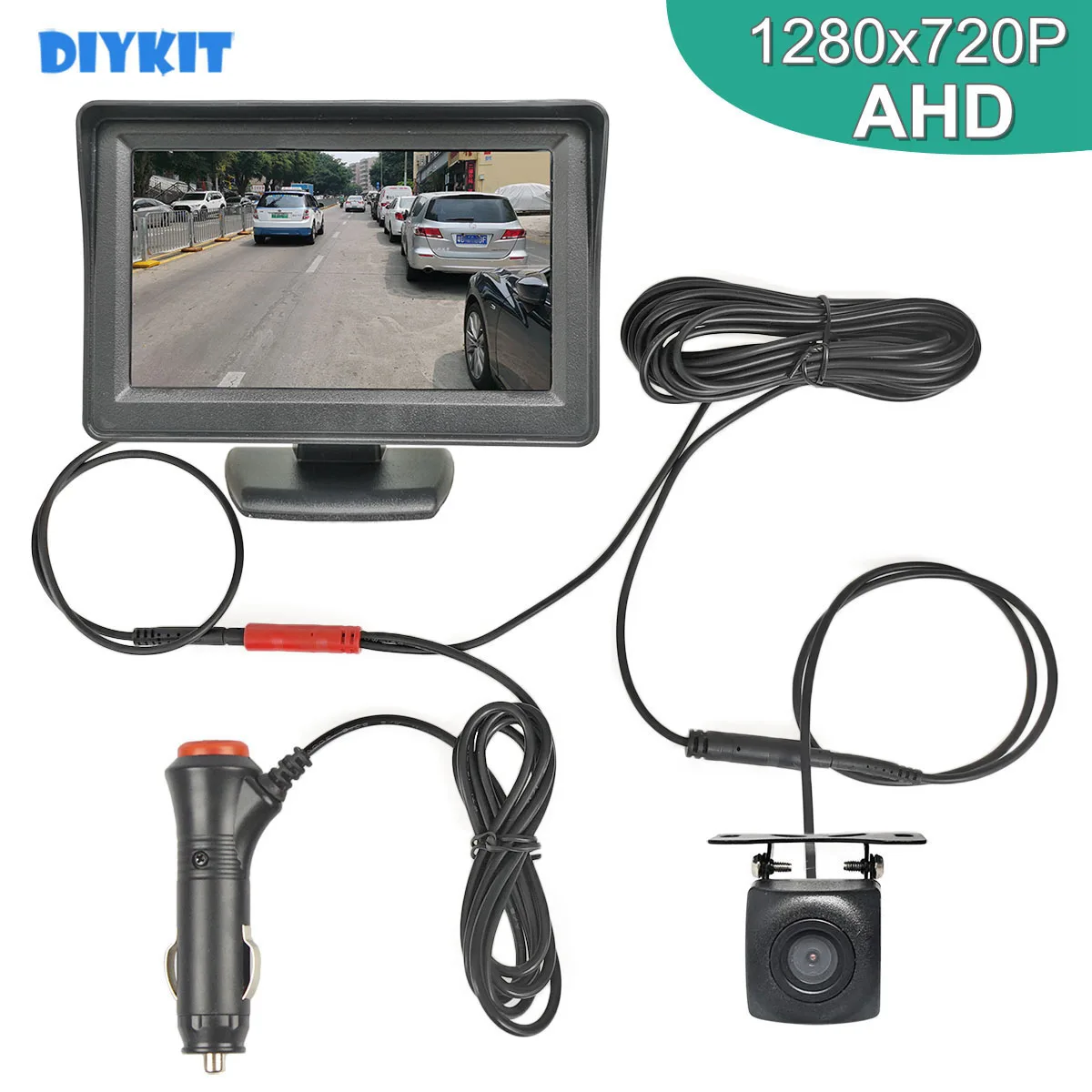 

DIYKIT 4.3inch AHD Rear View Car Monitor 1280*720 Vehicle Reverse Backup Starlight Car Camera Video Parking System Car Charger