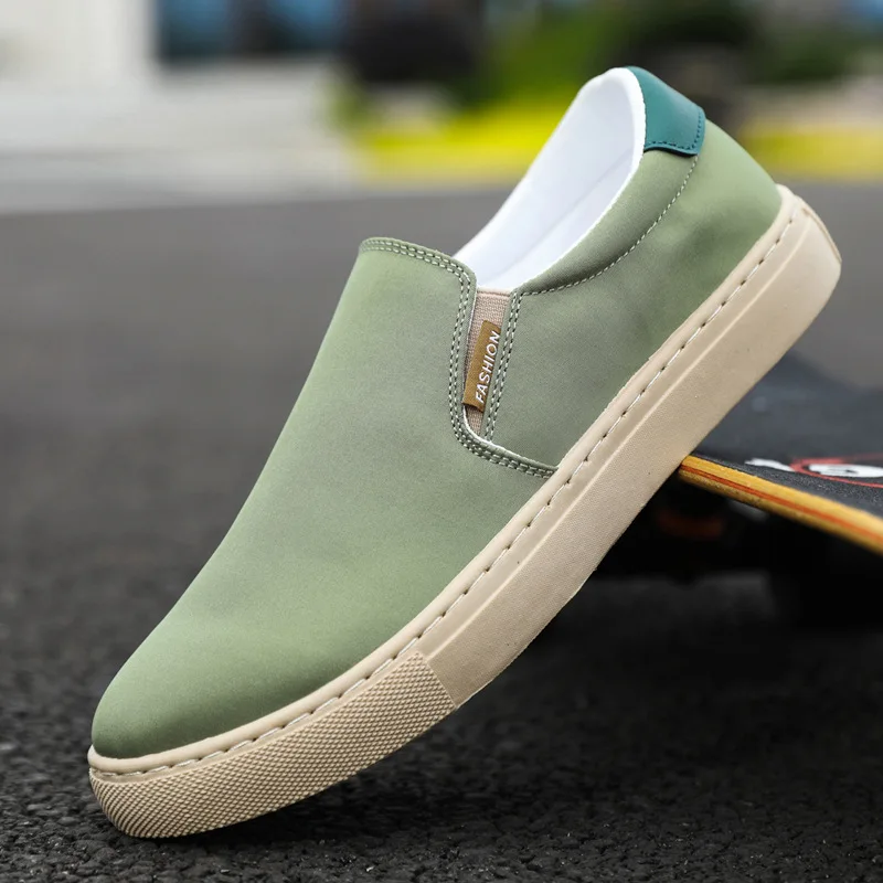 Spring/Summer New Large Size Ice Silk Canvas Board Shoes for Lazy Men, Wearing Casual Cloth Shoes for Comfort and Breathability