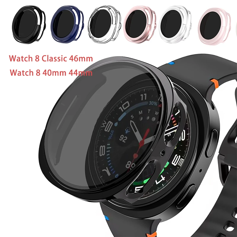 Sichtschutzglas + Hülle für Samsung Galaxy Watch 8 40 mm 44 mm/Watch 8 Classic 46 mm, gehärtetes Anti-Peeping-PC-Hartschirmschutz