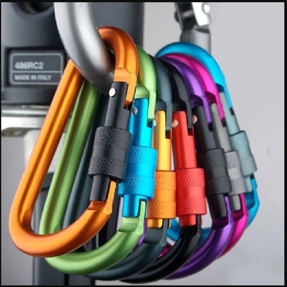 Lockable Outdoor D-Ring Color Mountaineering Ring, Fast Hanging Hook, Key Ring, Water Bottle Ring, High Quality, 8cm, P542