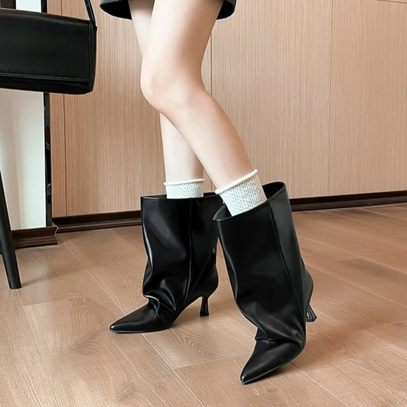 Autumn Winter Pointed Toe Women Thin Heel Ankle Boots Street Style Slip On Party Short Botas Mujer