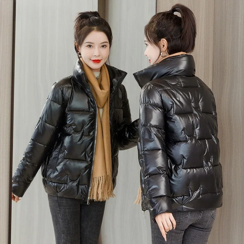 Parkas grossas e monocromáticas para mulheres, gola alta, casacos quentes aconchegantes, estilo coreano, outwear prevalente Ulzzang, casual ins, inverno