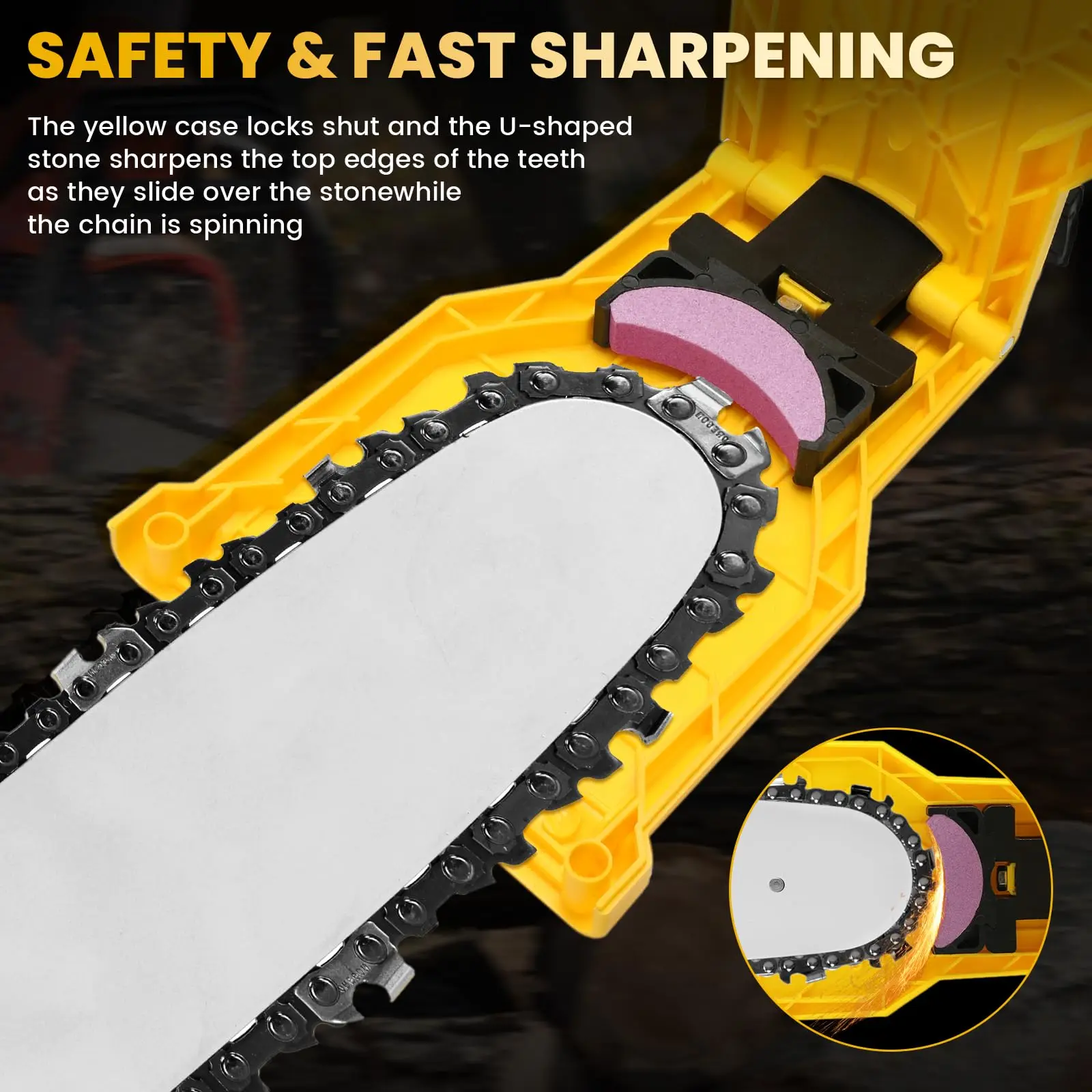 Rafford 1 Pcs Multi-Purpose Chainsaw Teeth Sharpener - Fast Sharpening Stone Tool for 14 16 18 20 Inches Chain Saw Bars
