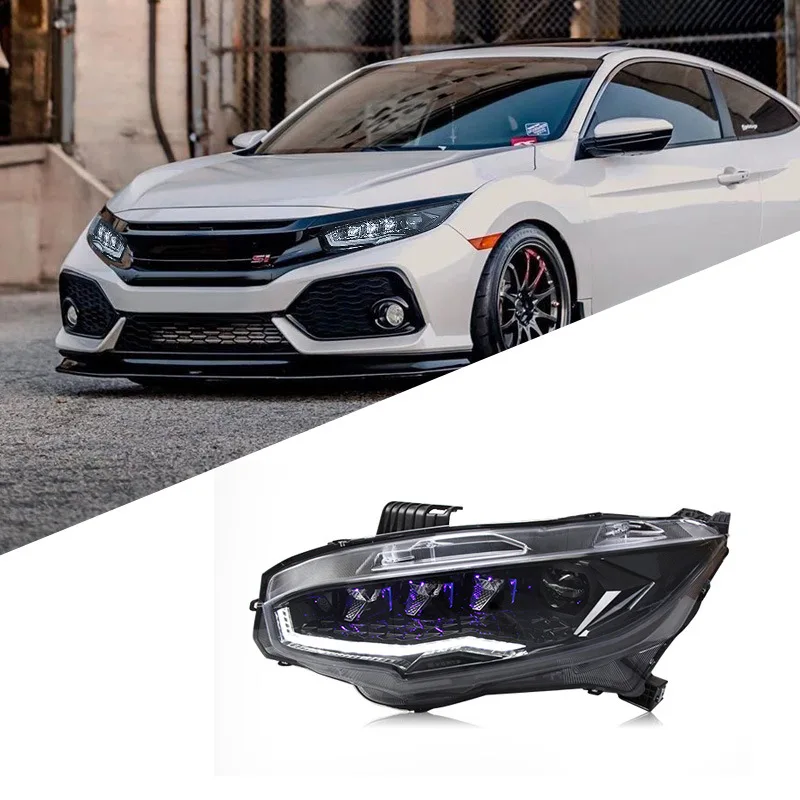 

Подходит для Honda 10-го поколения Civic, модифицированная светодиодная дневная ходовая фара в сборе, светодиодная линза со звездой и бриллиантами, работающая в.