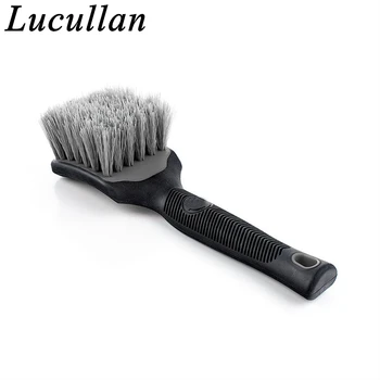 Lucullan – manche en caoutchouc, brosses de détail pour roues de voiture, poils synthétiques moyens et rigides, nettoyeur de pneus