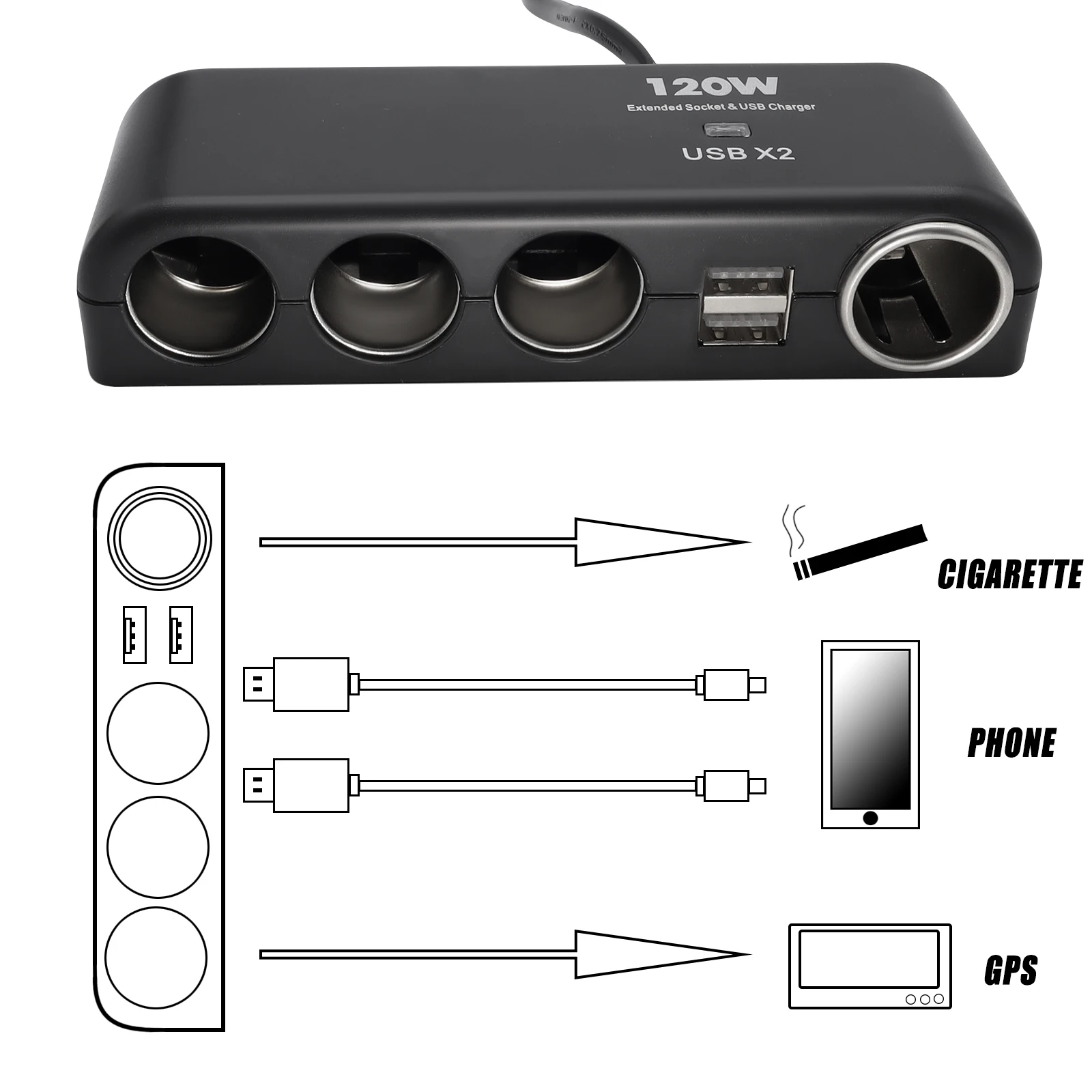 12-24V Dual USB 4 Ports Universal Auto Car Cigarette Lighter Socket Multi Splitter Charger Plug Adapter Phone Quick Charger NEW