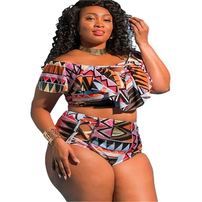Plus Size Bikini Set Women's Swimming Suit High Waisted Swimsuit Woman African Bathing Suit Two Piece Ruffle Swimwear Badpak 5XL - view 4