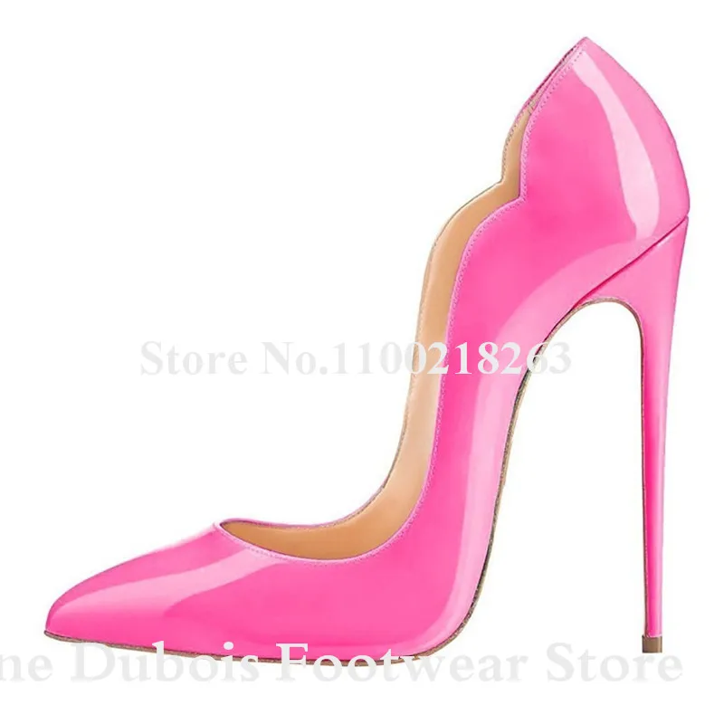 Patent Leather 12cm Pumps Emeline Dubois Brand Pointed Toe Yellow Pink Shallow Stiletto Heel WeddinDress Shoes Do Dropshipping