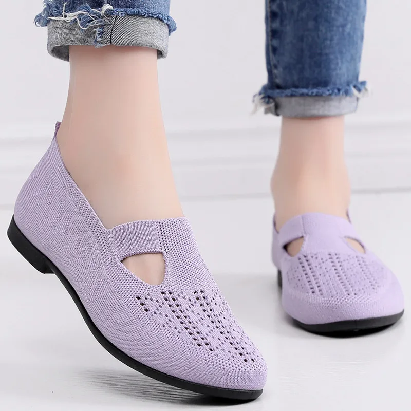 Women's Shoes, Casual Sports Shoes, Solid Color Breathable Sports Soft-soled Lightweight Walking Shoes, Low-top Knitted Casuals