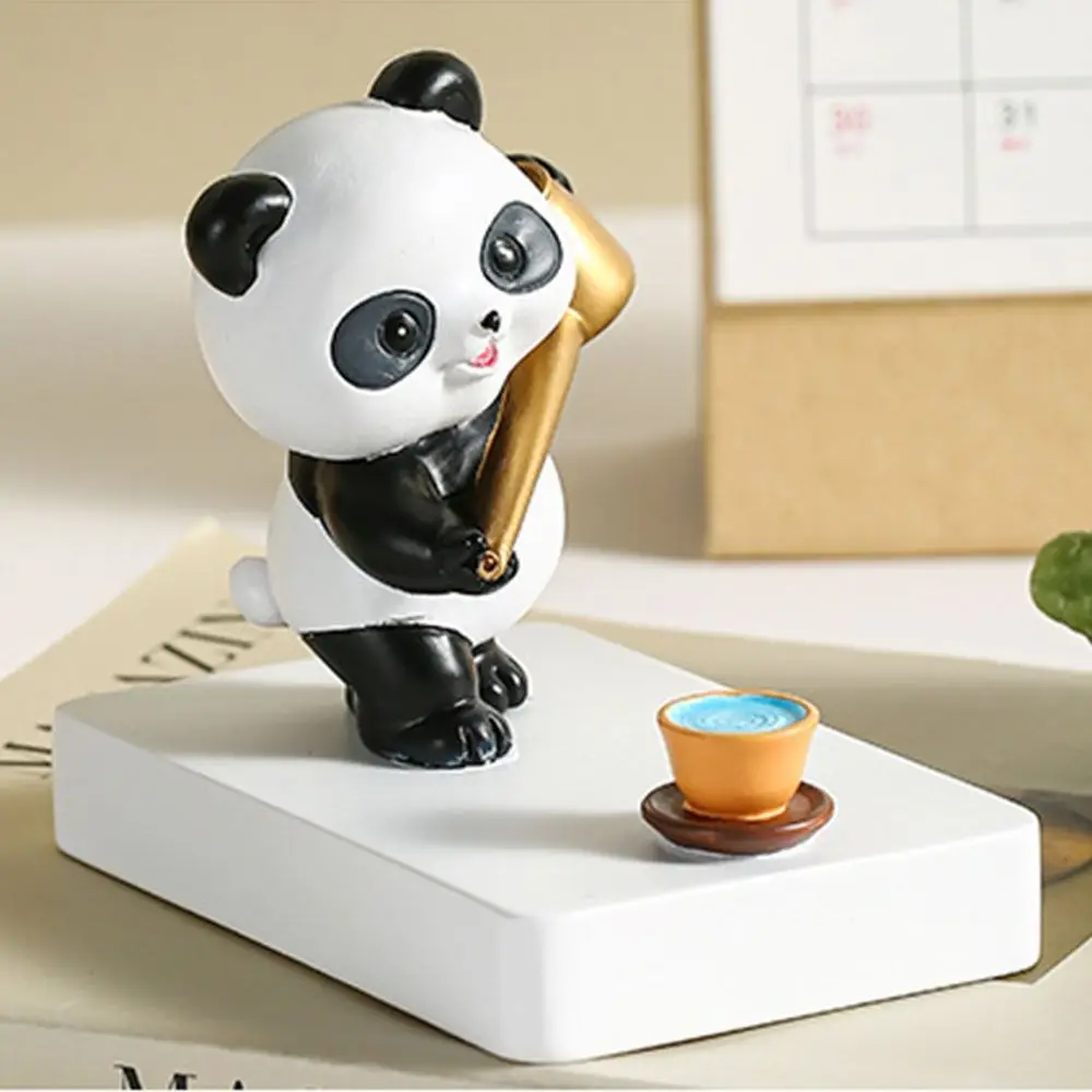 

Panda Figurines Panda Phone Holder Resin Flat Bottom Cartoon Phone Stand Holder Anti-slip Free You Hands Mobile Phone Bracket