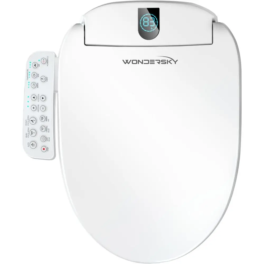 

Smart Heated Bidet Seat with Warm Water, Dryer, Adjustable Temperature, Stainless Steel Nozzle