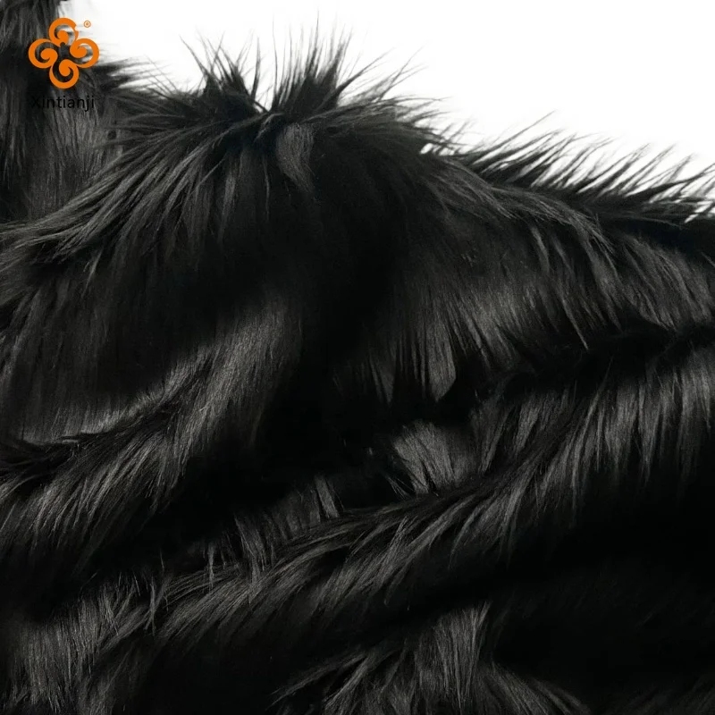 9cm BLACK Mohair Long Pile Faux Fur Fabric Perfect for Fursuit, Cosplay Costume, Photo Prop, Trim, Throw Pillow, Crafts 25x45cm