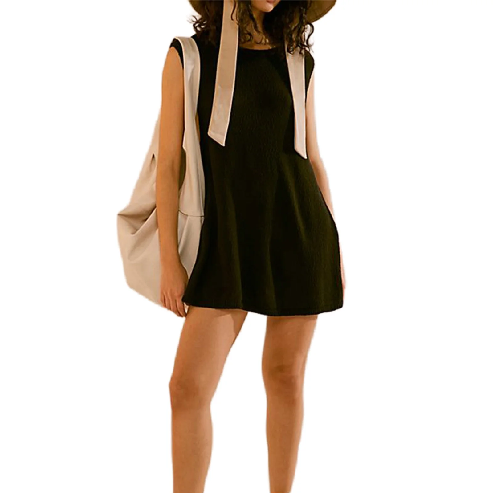 

Women Y2K Knit Shorts Set, Sleeveless Crew Neck Slit Tank Top with Elastic Waist Shorts Summer Outfit