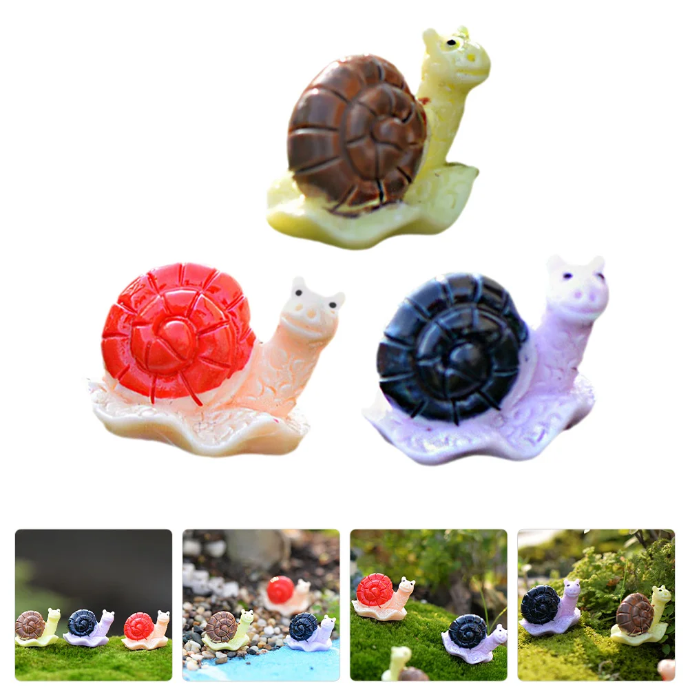 

3pcs Multisucculent Plant Decor Snail Realistic Simulation Animal Figure Garden Yard Balcony Decor Kids Educational