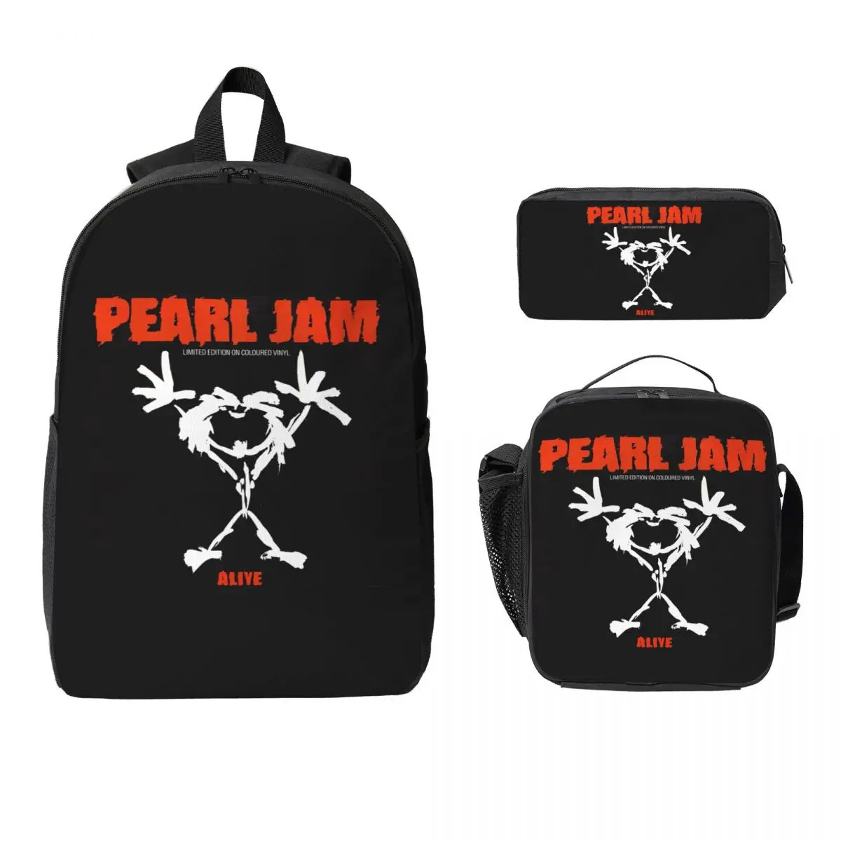 

Рюкзак Alive Pearls Jam, студенческая сумка для книг для мальчиков и девочек, школьная сумка, компьютерные сумки на плечо, изолированная сумка для обеда 3 шт., пенал