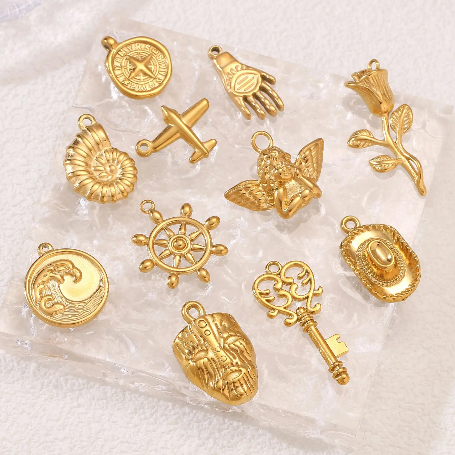 3 pçs navio leme/chave/chapéu charme para fazer jóias de aço inoxidável personalidade marinheiro marinha pingente diy pulseiras colar acessório