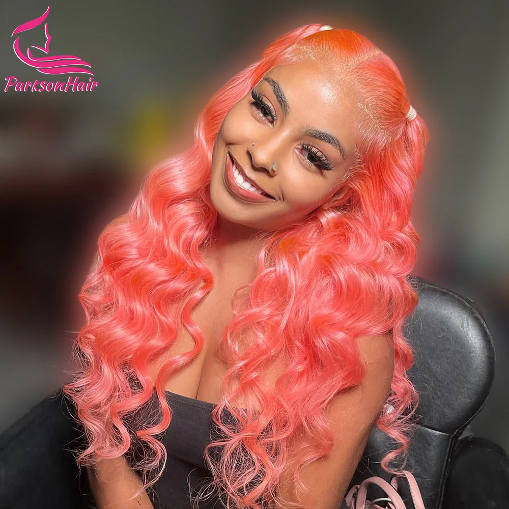

Light Pink 13x4 Transparent Lace Front Wigs For Women Burmese Loose Deep Wave Human Hair Wig Blonde Colored Lace Frontal Wigs