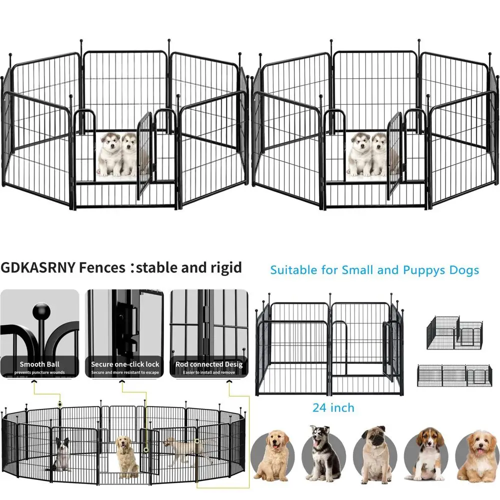 

Portable Heavy-Duty Metal Dog Playpen, 8 Panels, 24 Tall, Suitable for Small to Large Dogs, Ideal for Indoor and Outdoor Use, RV