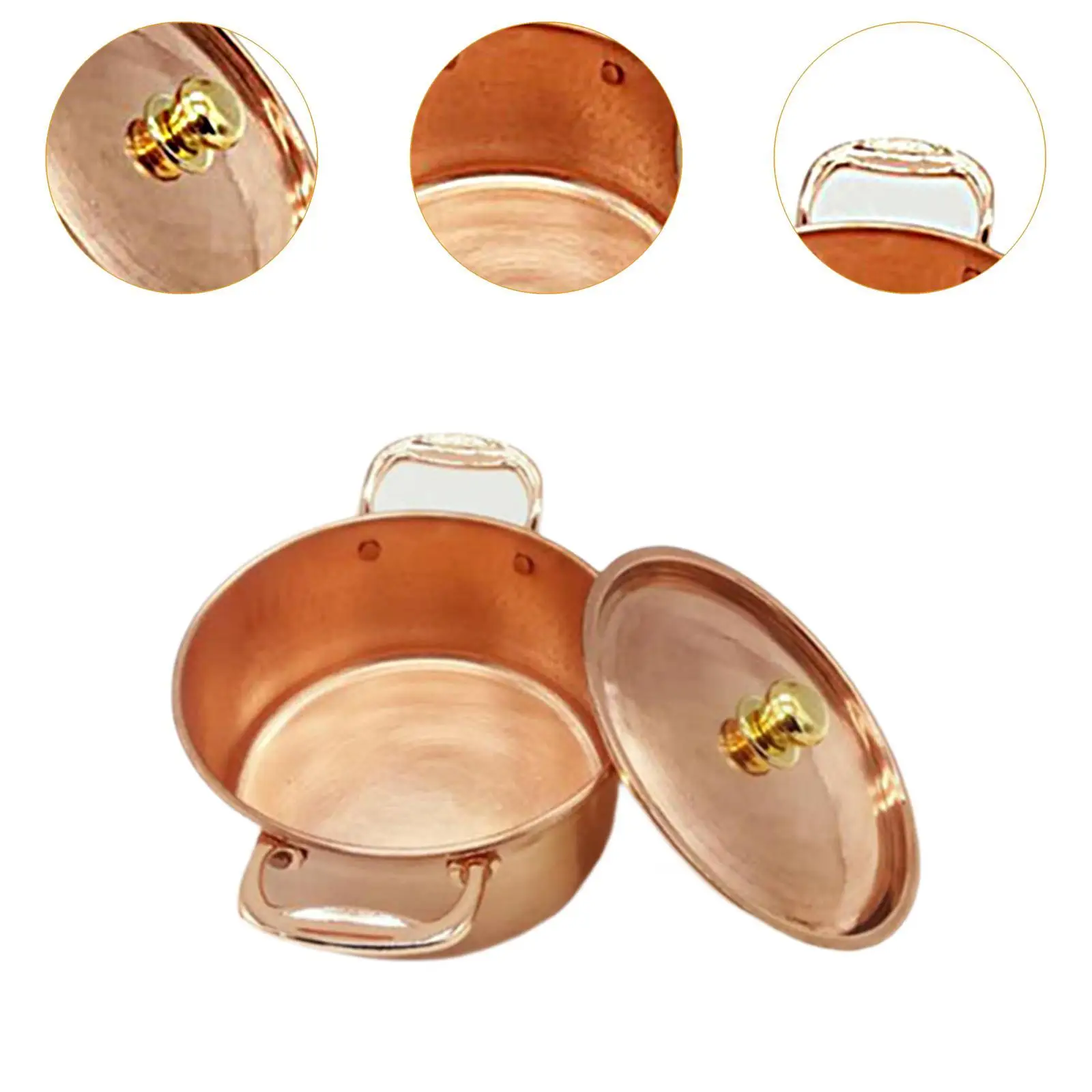 Copper Pot with Lid Double Handle Copper Hot Pot Soup Pot Stock Pot Stew Pan for Cooking Home Kitchen Restaurant Commercial Chef image 5