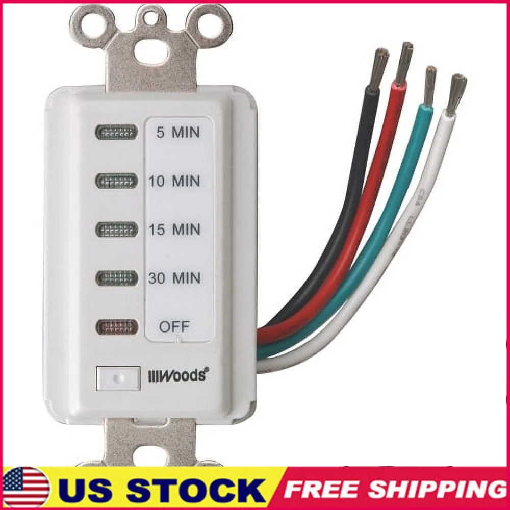 In-Wall Digital Countdown Timer 5-10-15-30 Minute Programmable Switch Energy Saving Lights Fans Heaters Easy Installation