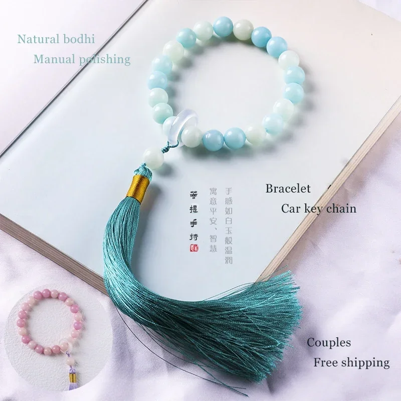 

Natural white root handmade art ancient style Hanfu wear Bodhi tassel plate play hand bracelet bangle women men girl gift anime