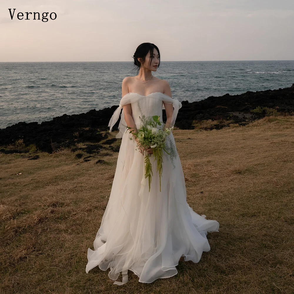 

Verngo Soft Tulle Korea Wedding Dress Photo Shoot A Line Off The Shoulder Bridal Gowns Customized Maxi 웨딩드레스