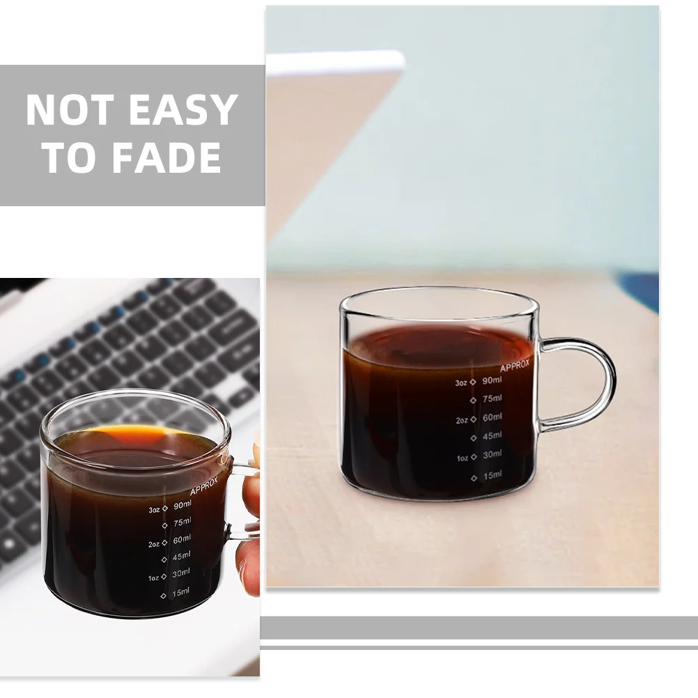 

Прозрачный стеклянный мерный стакан со шкалой для кофе, чая с молоком, прецизионный кухонный инструмент для заливки, устойчивый к питью