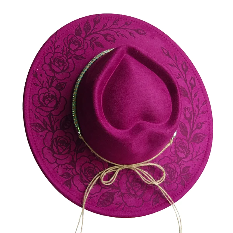 LOVE Burned hat Suede Finish Fedora 9.5cm Brim Early Autumn Style featuring pyrography and burn effect detailing artisanal