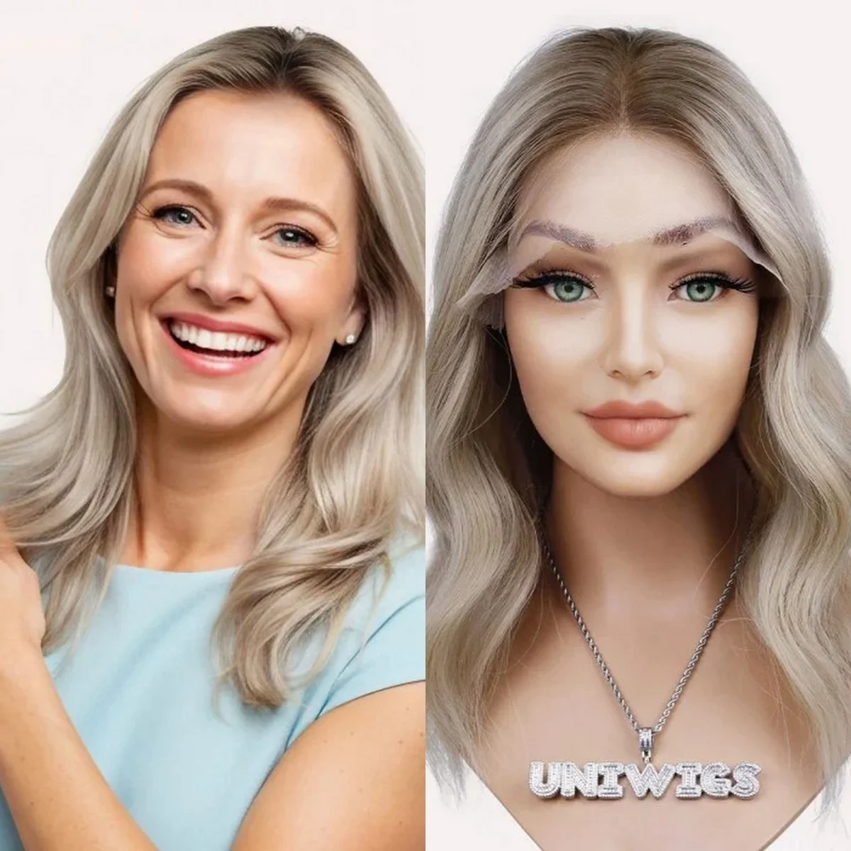 14 Inches Ombre Ash Platinum Blonde Synthetic Wigs Loose Deep Wave Balayage 180% Density 13*4 HD Transparent Lace Wigs Female