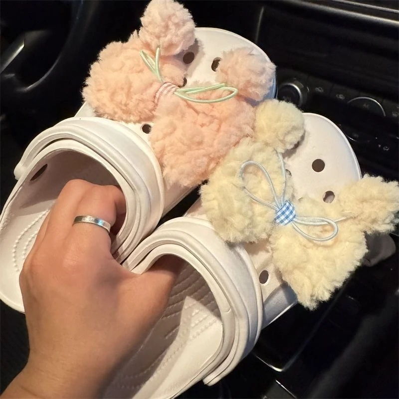 

Cute Plush Bow Knot Shoe Charms for Clogs Fashion Lovely Bow Clogs Accessories Luxury All-match Elegant Shoe Decorations Quality