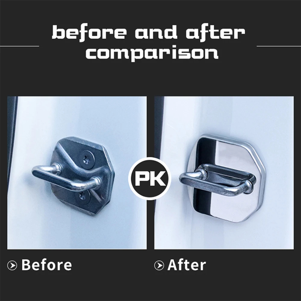 FOR Suzuki Jimny Jb23 Jb33 Jb43 53 Stainless Steel Car Door Lock Protect Cover Emblems Case Auto Accessory Decoration